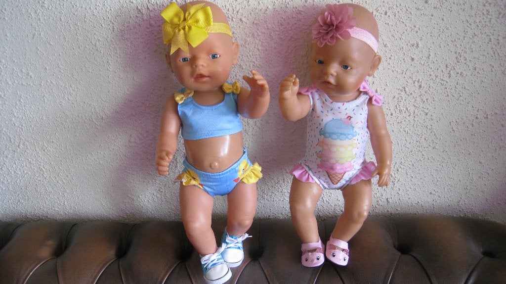 BIKINISET EN/OF BAKPAKSET 43CM POP MET SCHOENTJES, Kinderen en Baby's, Ophalen of Verzenden, Nieuw, Babypop