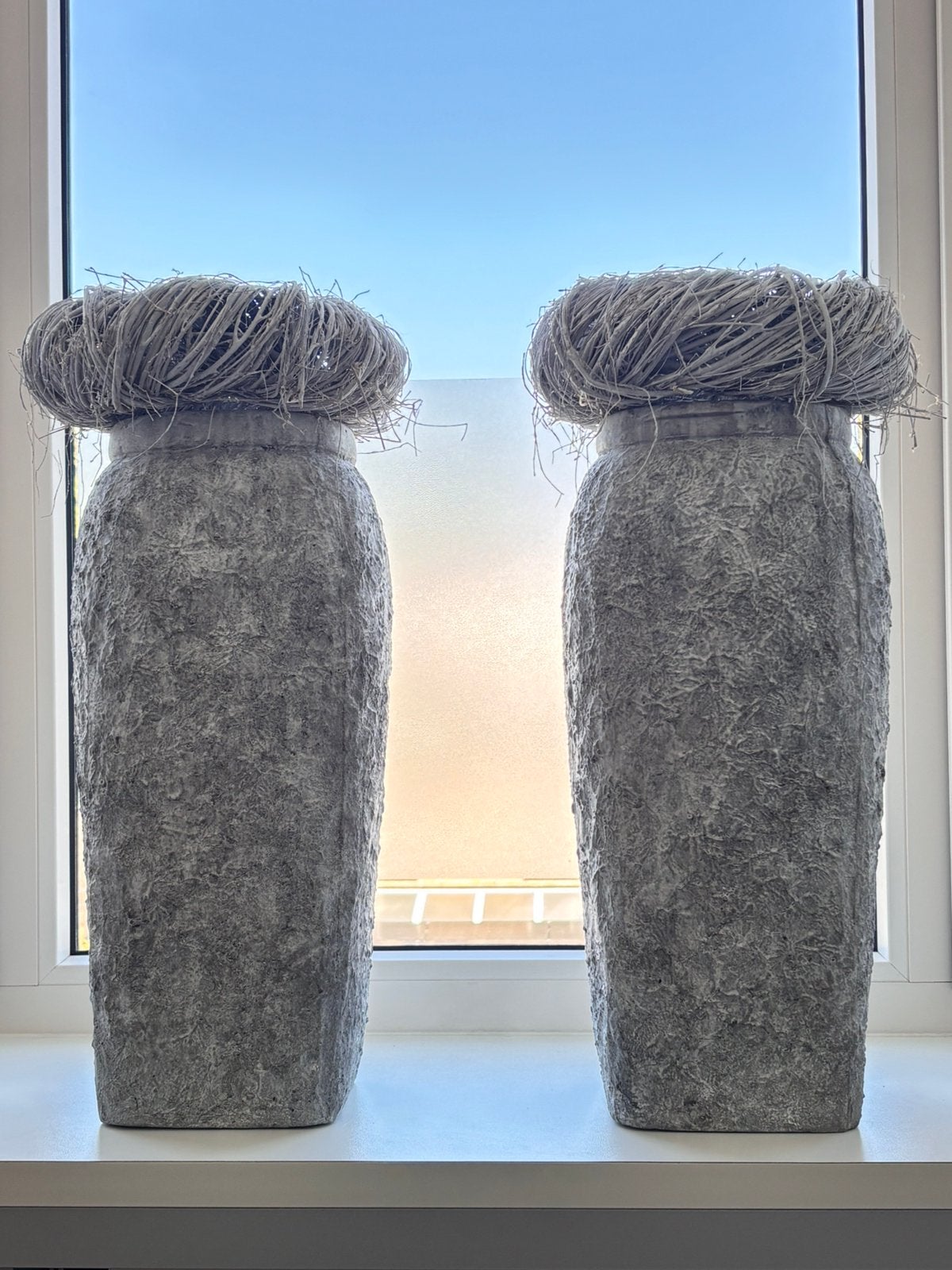 PTMD Home Collection vazen 51cm - betonlook – antraciet, 51 cm, Met patroon/structuur, Ophalen of Verzenden, Zo goed als nieuw