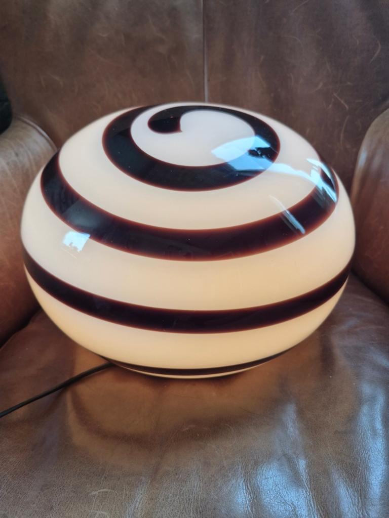 Vintage ZICOLI 711 zebra swirl lamp glas xxl 35 cm, Ophalen, Italiaans postmodern post modern retro ilu, Minder dan 50 cm, Glas