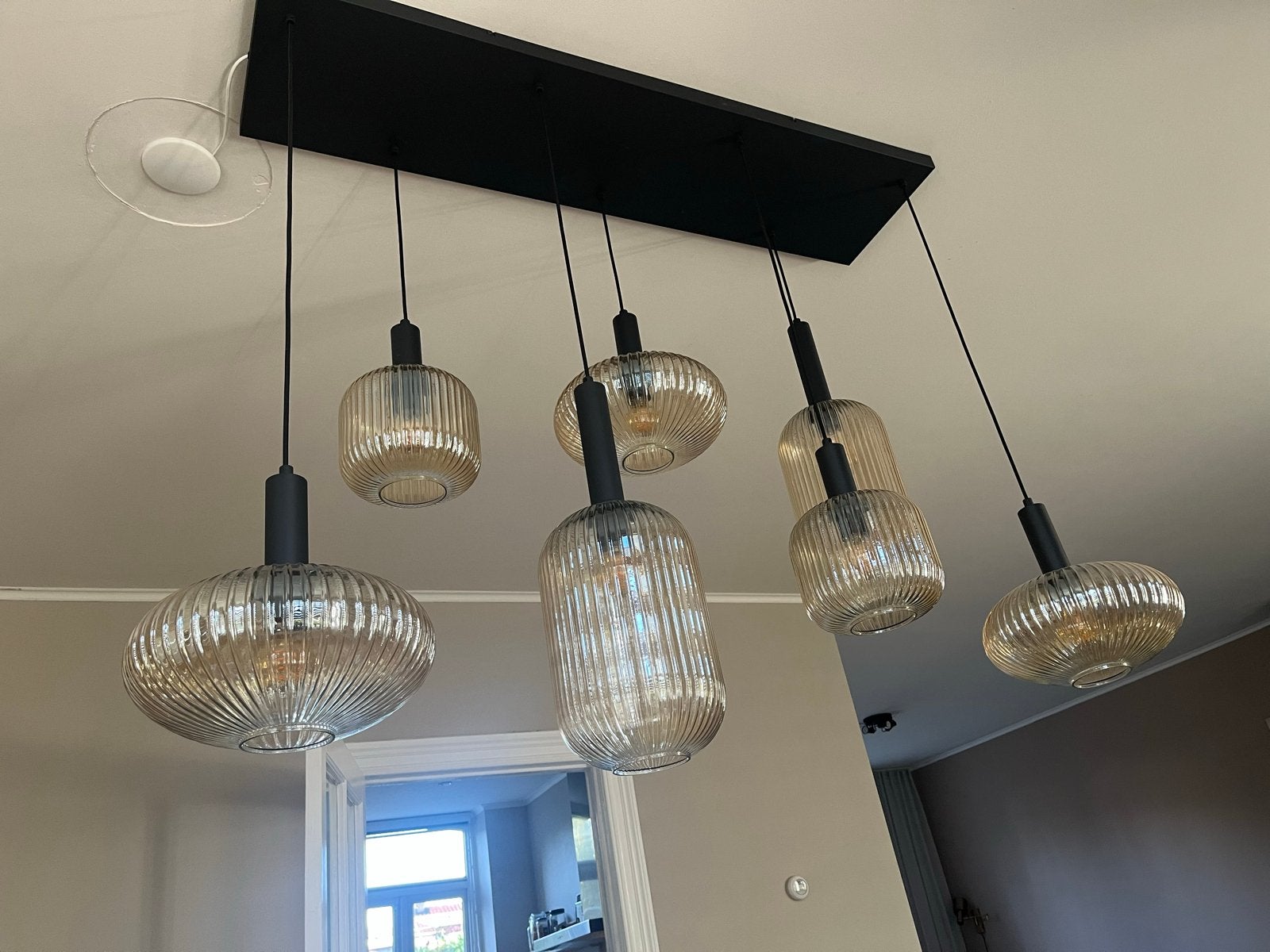 Lucide Maloto 7 cluster hanglamp amber, Ophalen, Zo goed als nieuw, Glas, E14 (klein)