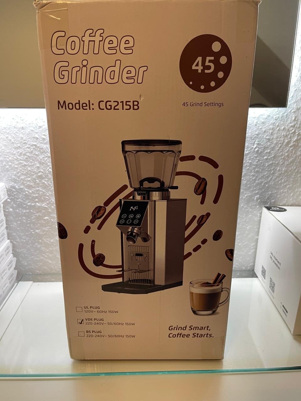 Coffee Grinder CG215B - 45 Maalinstellingen, Ophalen of Verzenden, Nieuw