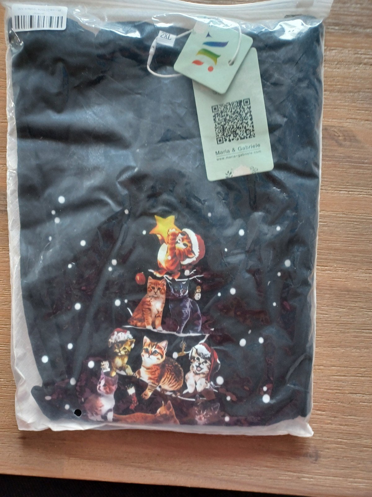 Kersttrui met poezenprint - Maat 2XL, Ophalen of Verzenden, Nieuw, Maat 46/48 (XL) of groter, Zwart
