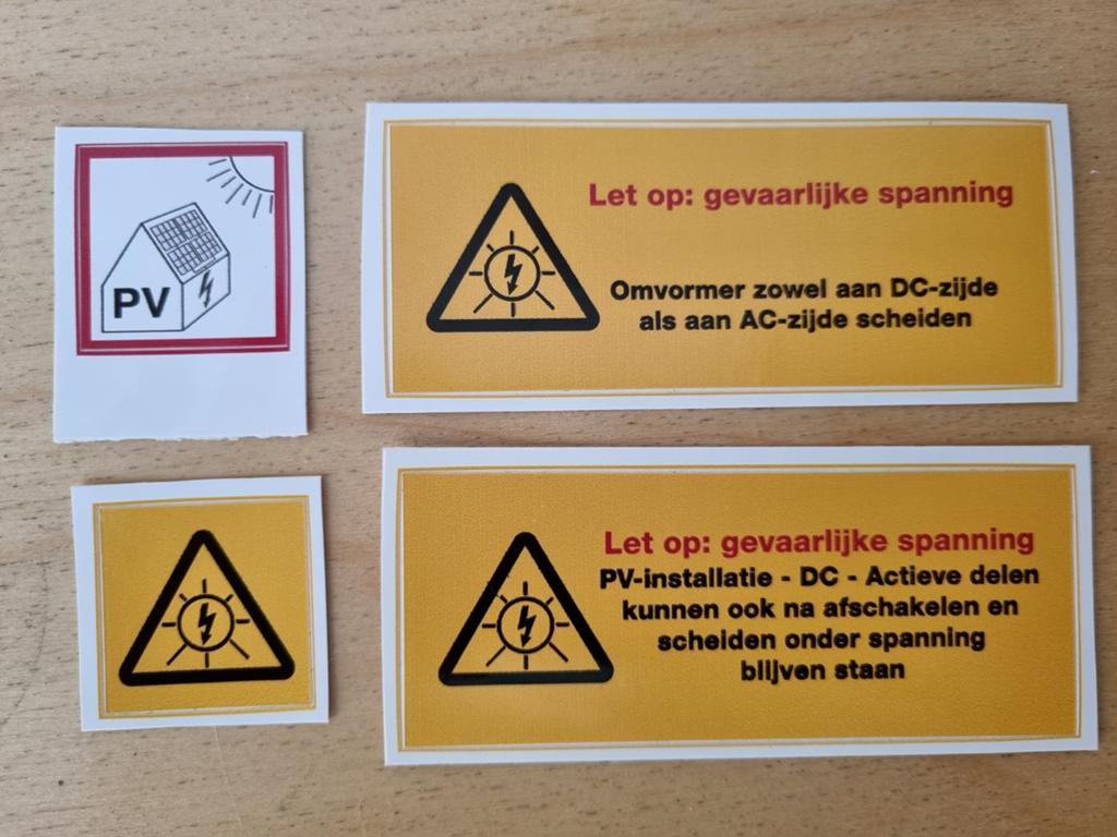 Sticker Zonnepanelen, PV Installatie, set van 4 stickers, Ophalen of Verzenden, Nieuw, Bedrijf of Vereniging