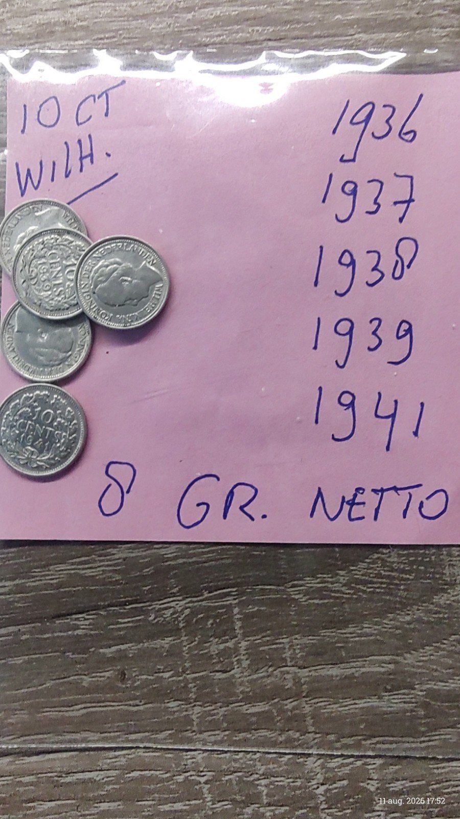 Setje van 5 zilveren 10 cent munten Koningin Wilhelmina, Postzegels en Munten, Munten | Nederland, Setje, Zilver, Ophalen of Verzenden