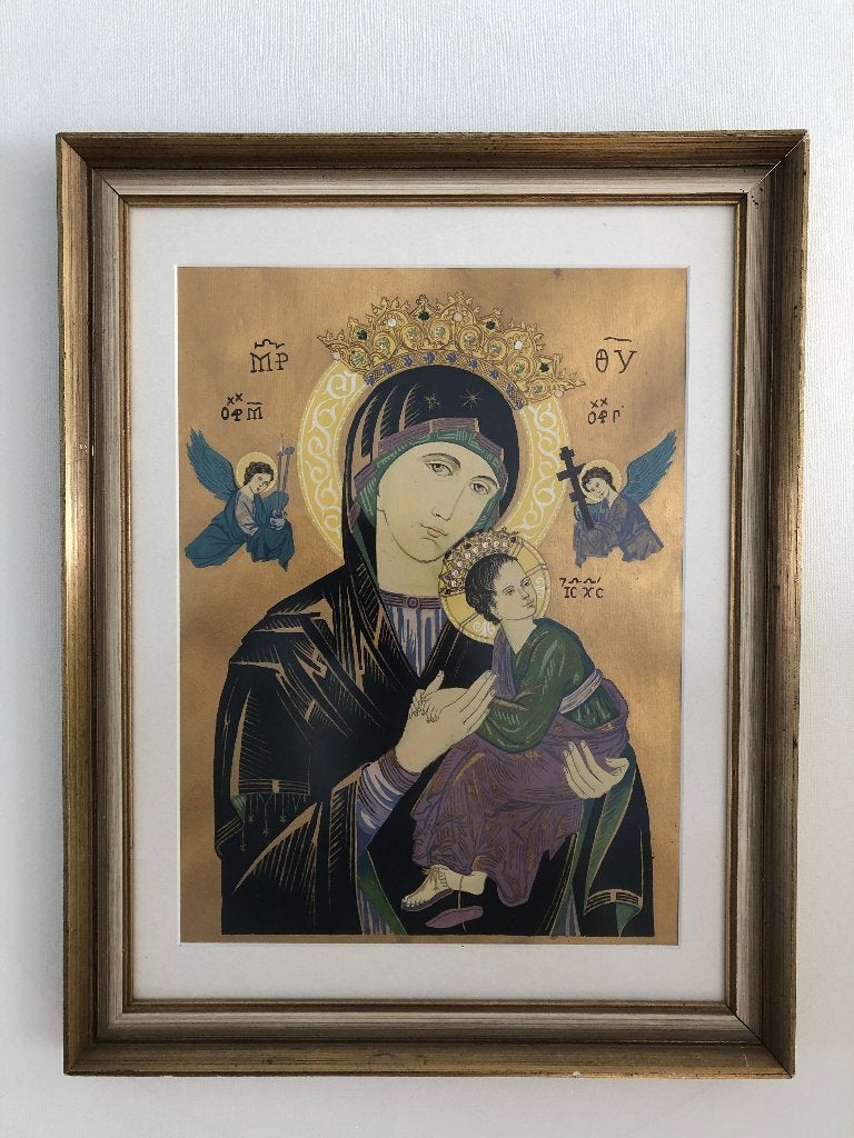 Madonna with child  handgeschilderd icoon, Antiek en Kunst, Ophalen of Verzenden