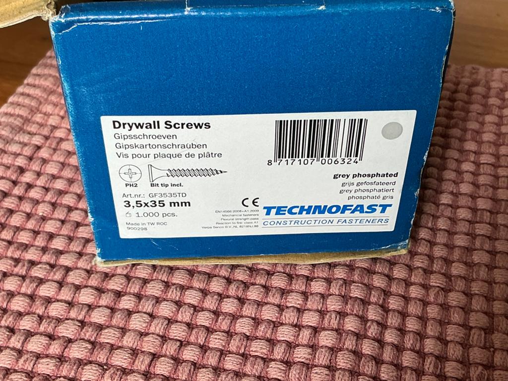 Gipsplaatschroeven 3,5 x 35 mm. Minimaal 590 stuks, Schroeven, Nieuw, Ophalen of Verzenden, Minder dan 50 mm