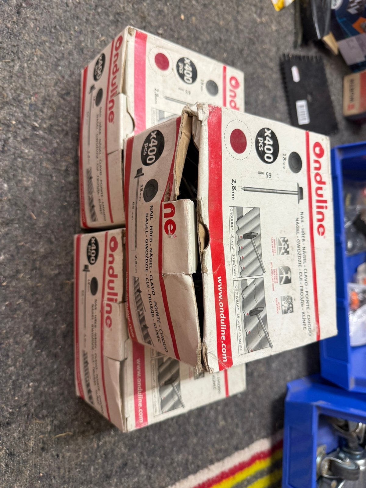 3x doos onduline nagen voor dakplaten rood, Ophalen, Overige materialen, Nieuw, A