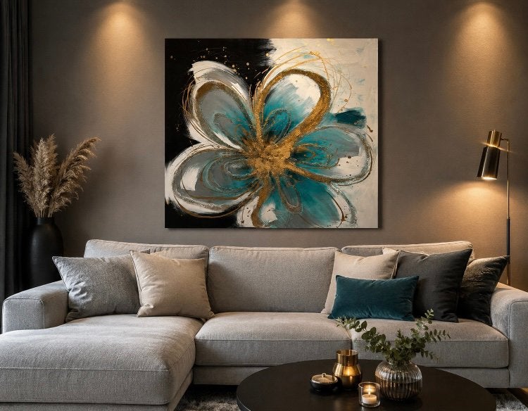 Schilderij bloem op canvas (loods 5), Ophalen, Bloemen