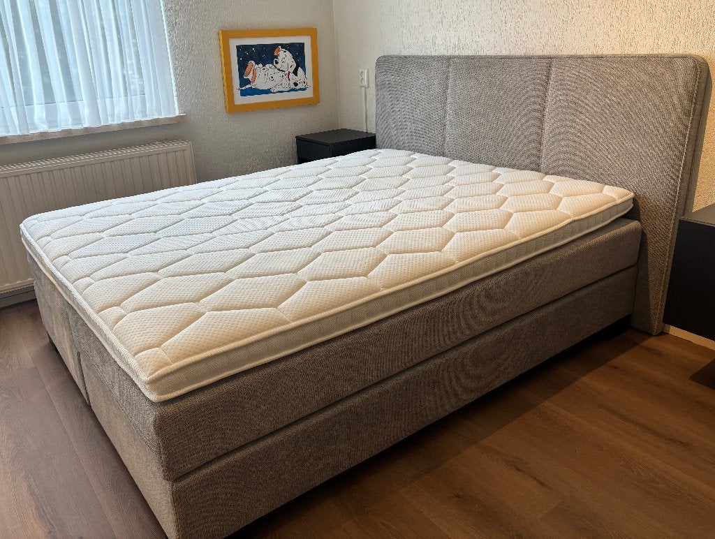 Vrijwel nieuw 2p boxspring, Ophalen, Warm design, Tweepersoons, Zo goed als nieuw