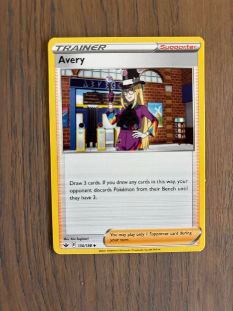 Pokémon TCG: Trainer Supporter Kaart - Avery (130/198), Ophalen of Verzenden, Zo goed als nieuw, Losse kaart