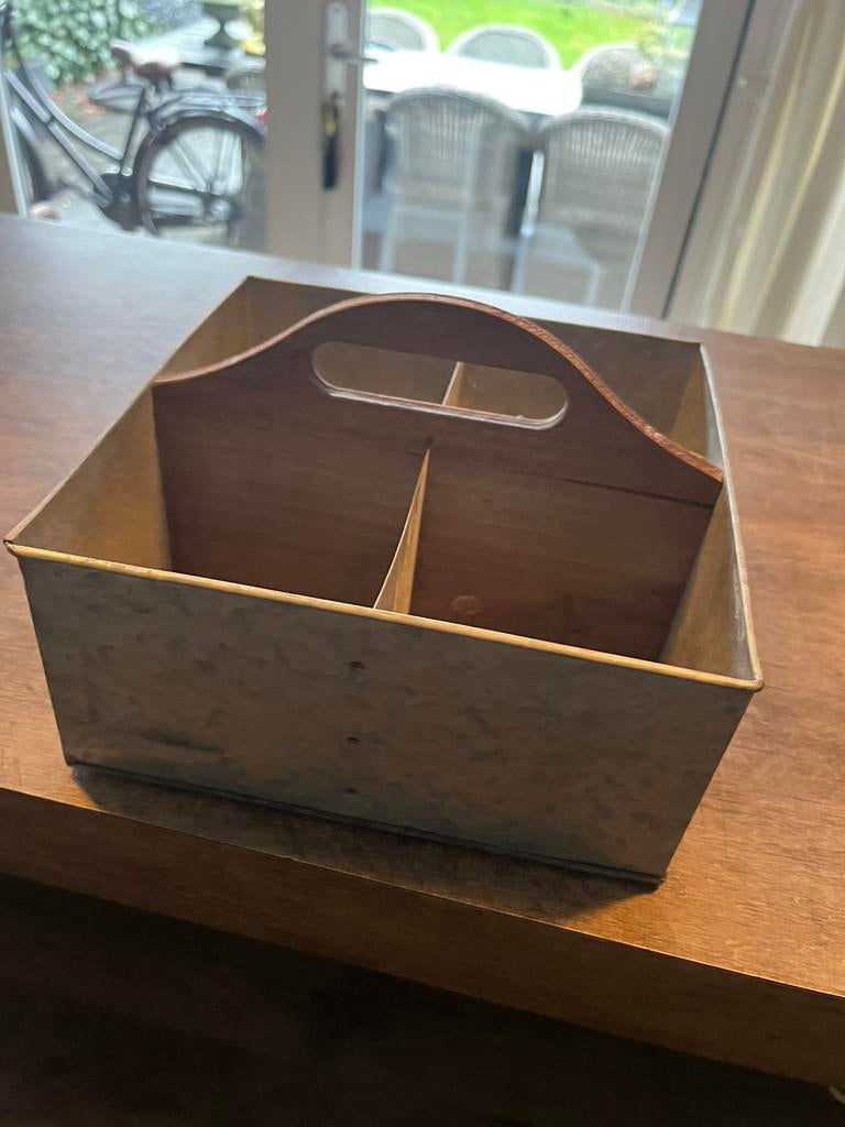 Vakkenbak van zink en hout, Ophalen of Verzenden, Zo goed als nieuw