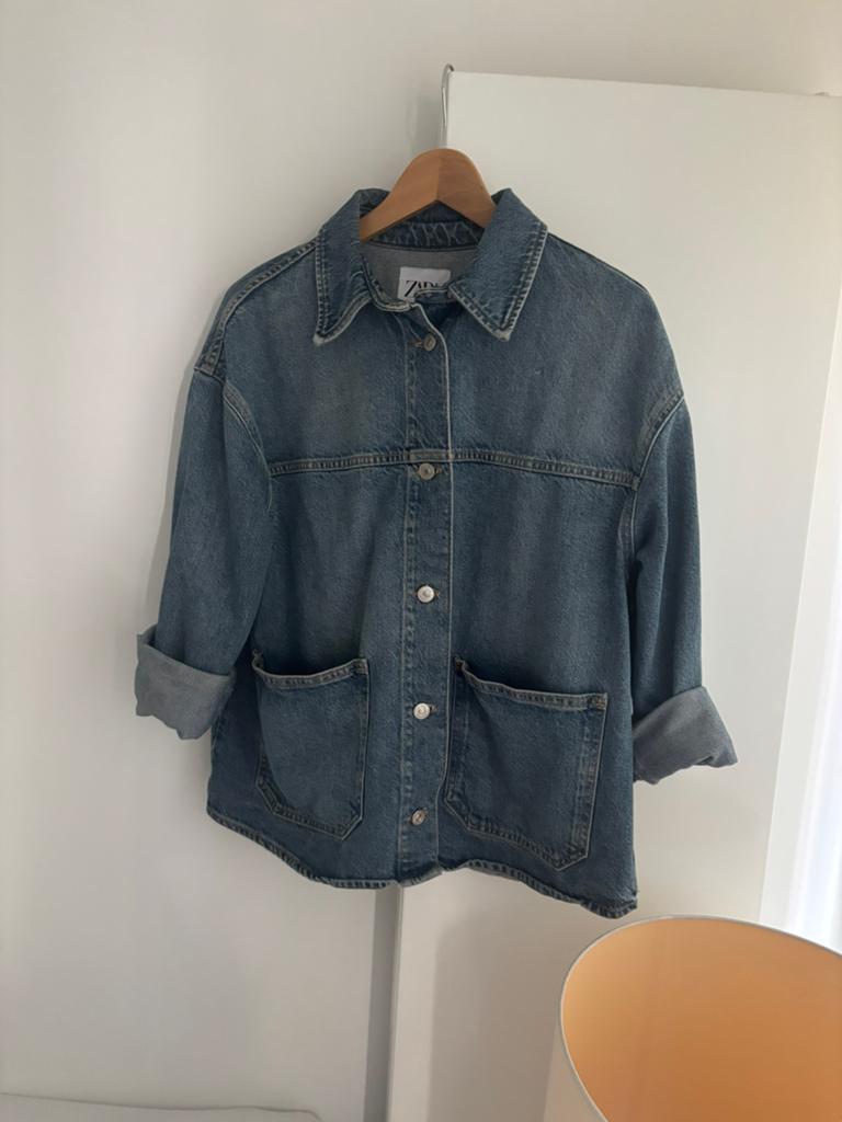 Zara denim blouse, spijker jas, denim jack, maat S/M, Maat 38/40 (M), Blauw, Nieuw, Ophalen of Verzenden