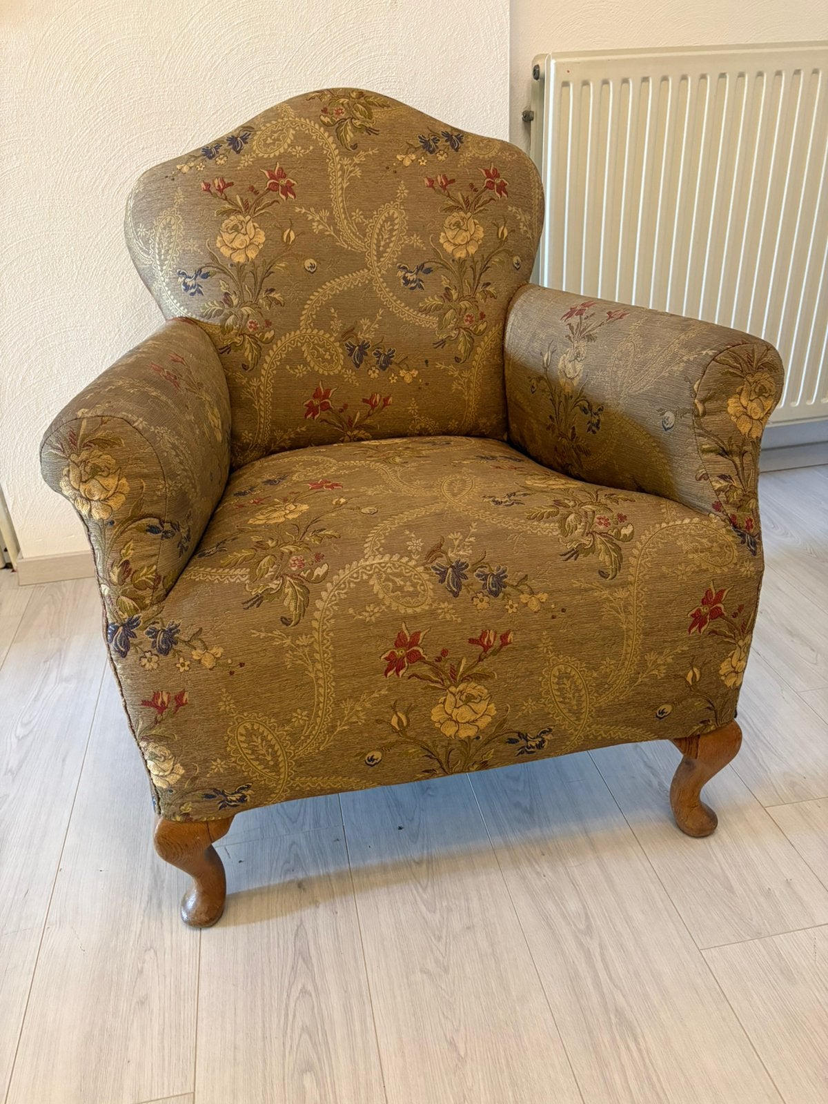 Leuk vintage bekleed fauteuiltje!, Ophalen, Gebruikt, Minder dan 75 cm, Vintage