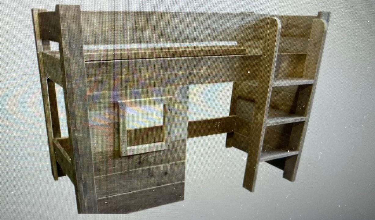 Jorg's Houten Speelhuis Halfhoogslaper met Lattenbodem, Ophalen, Gebruikt, 90 cm, Eenpersoons