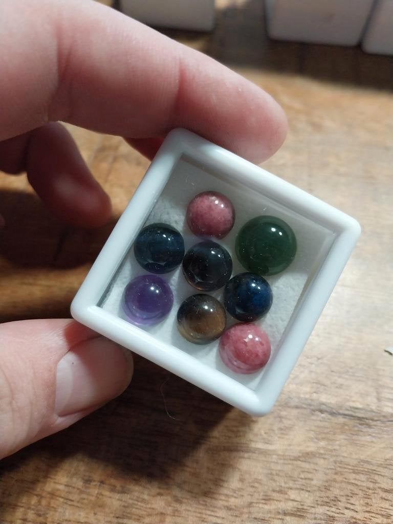 Ronde cabochon mix tijgeroog amethyst, Ophalen of Verzenden