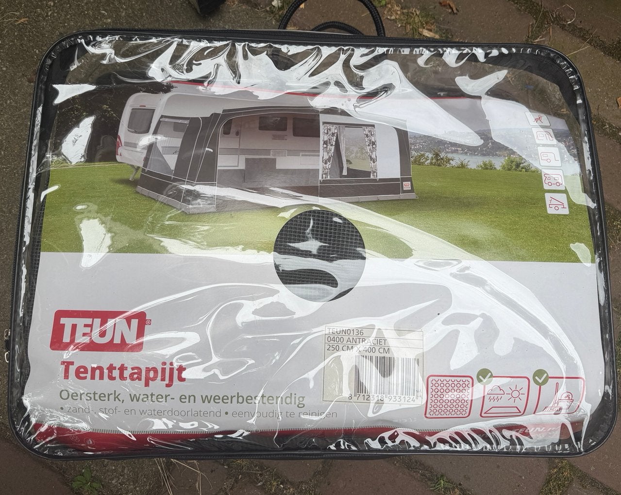 Tenttapijt merk Teun 400x250 antraciet (gebruikt), Caravans en Kamperen, Ophalen, Gebruikt