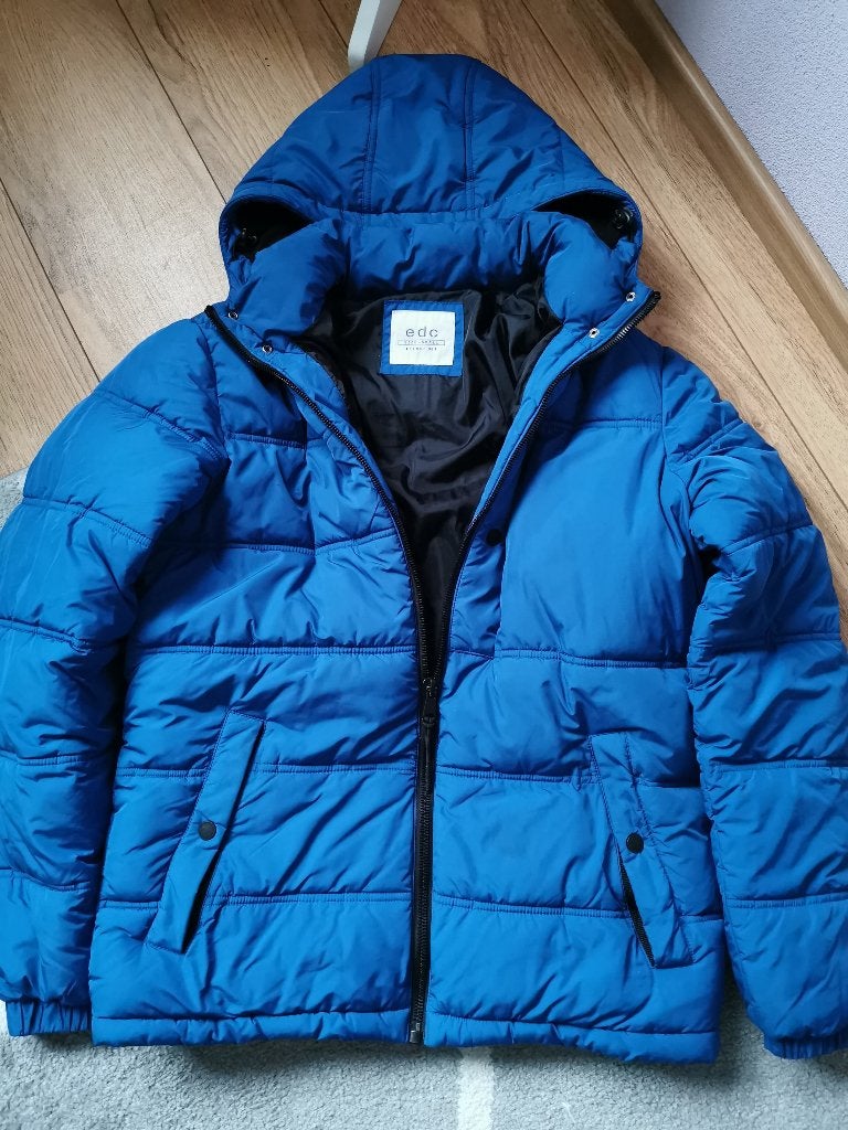 Erg mooie blauwe EDC winterjas met capuchon, Gebruikt, Ophalen of Verzenden, EDC, Jongen
