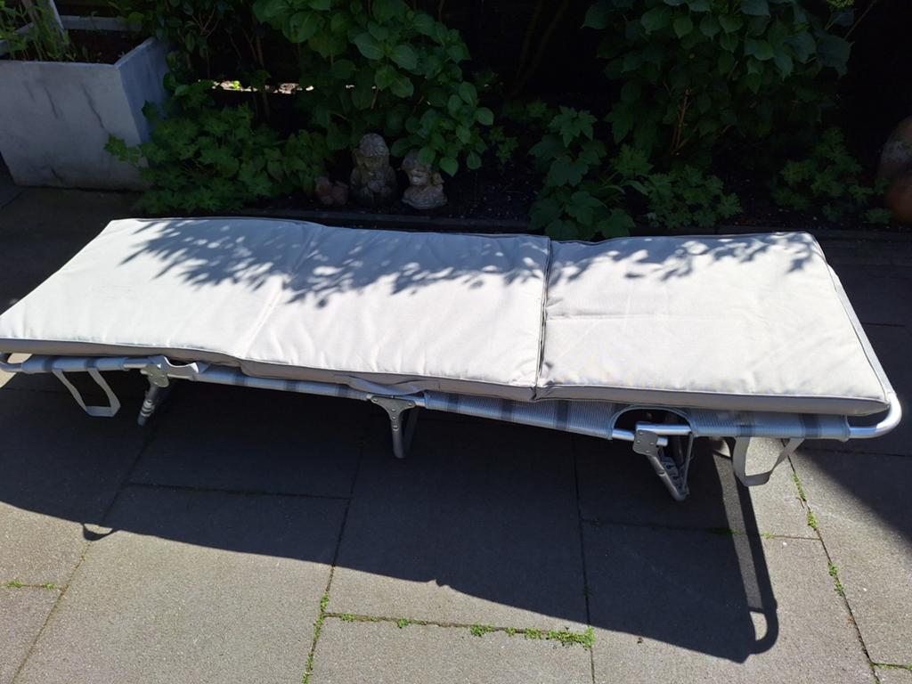 Opvouwbaar ligbed met kussen - ideaal voor tuin/camping, Ophalen, Gebruikt, Aluminium, Verstelbaar