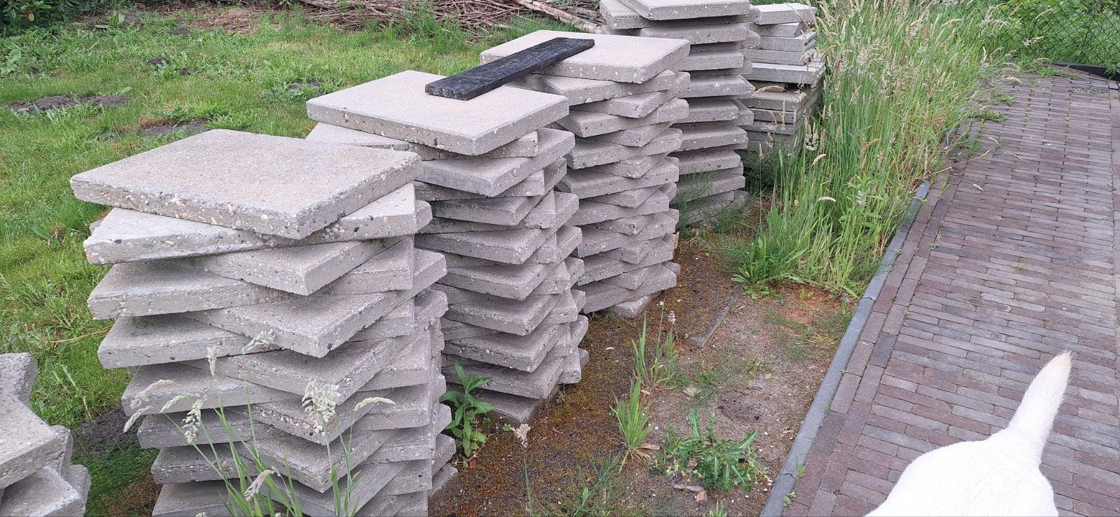 Gratis af te halen, tegels 4060 en 5050, Tuin en Terras, Ophalen, Gebruikt, Beton, Terrastegels