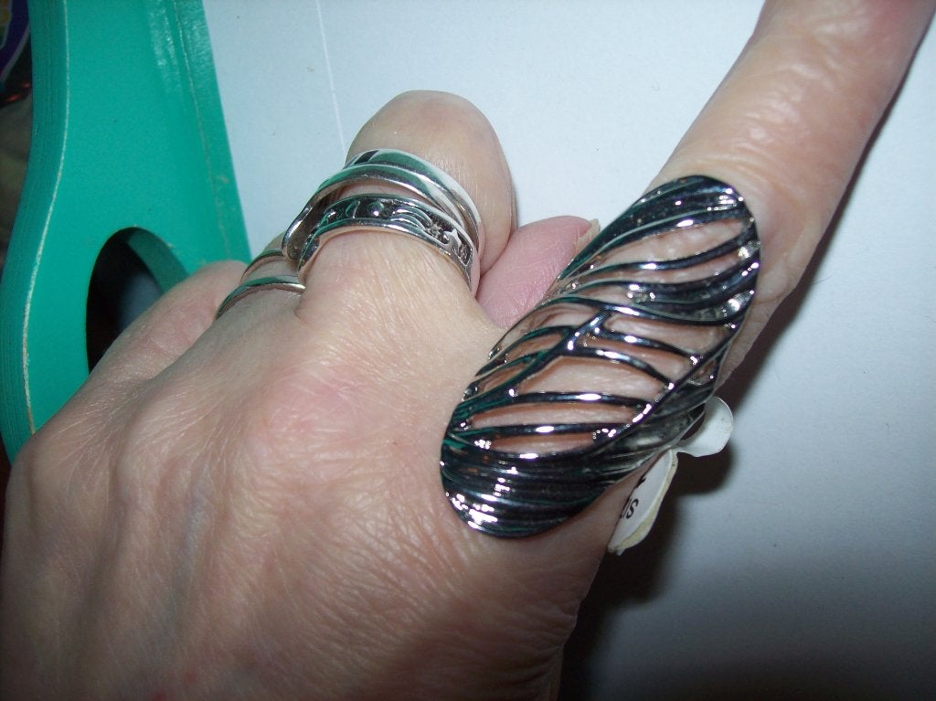 Ring Zilvertint Mooi Lang metaal model Maten 17 en 18, 18 tot 19, Nieuw, Dame, Zilver