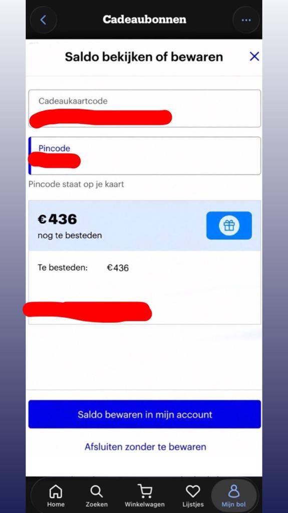 Bol Kaart met €400+ saldo, Tickets en Kaartjes, Kortingen en Cadeaubonnen, Eén persoon, Cadeaubon
