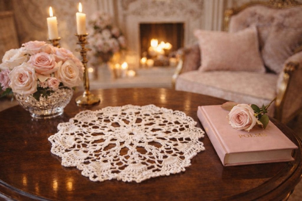 Vintage off white Gehaakt Tafelkleed doily 20 x20 cm/ Katoen, Gebruikt, Rond, Ophalen of Verzenden, 20 cm