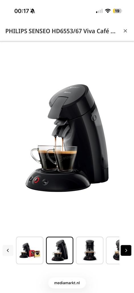 Philips Senseo HD6553/67 Viva Café Zwart, Koffiemachine, Ophalen of Verzenden, Zo goed als nieuw, 2 tot 4 kopjes