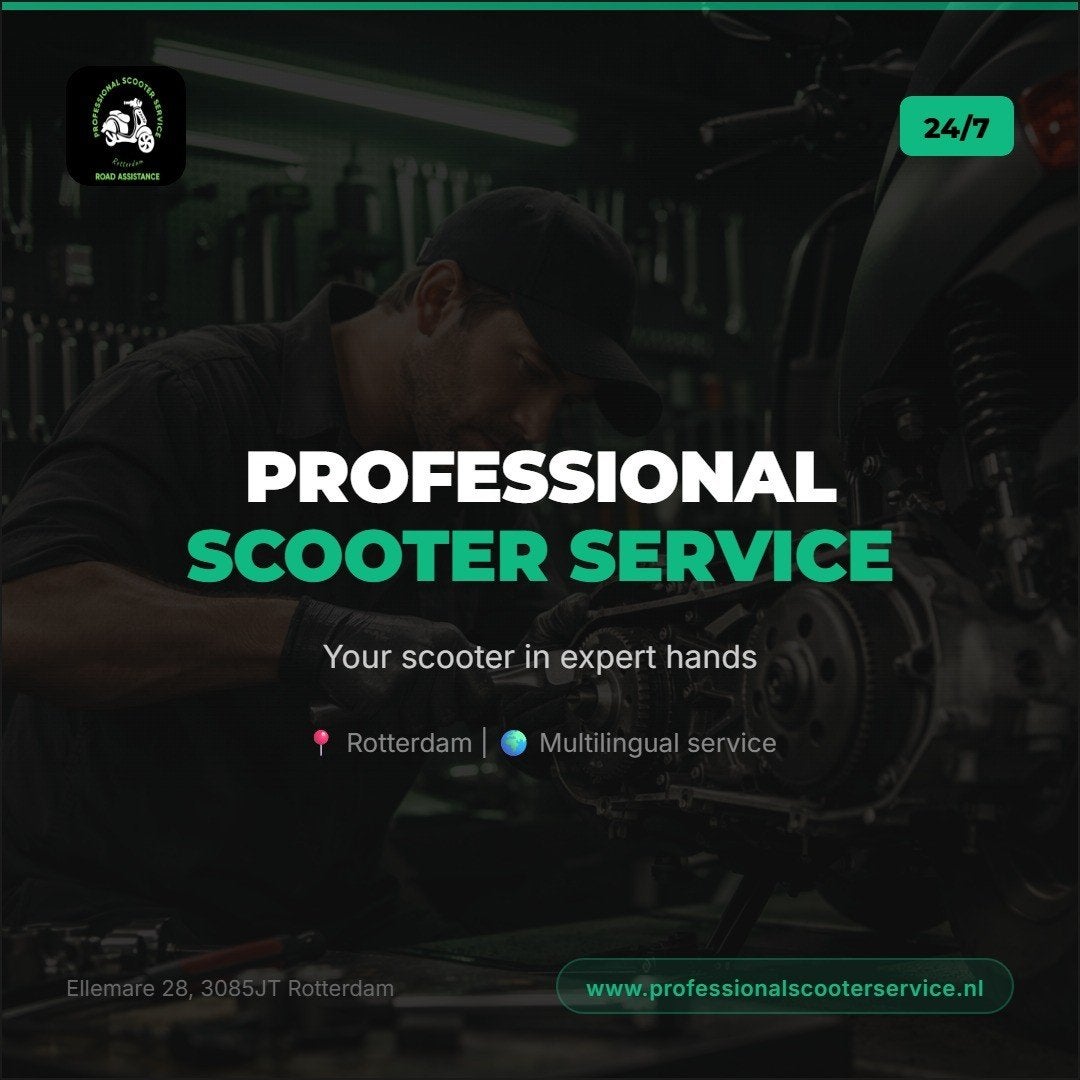 PROFESSIONAL SCOOTER SERVICE ROTTERDAM 24/7 ROAD ASSISTANCE, Fietsen en Brommers, Brommeronderdelen | Algemeen, Ophalen, Nieuw