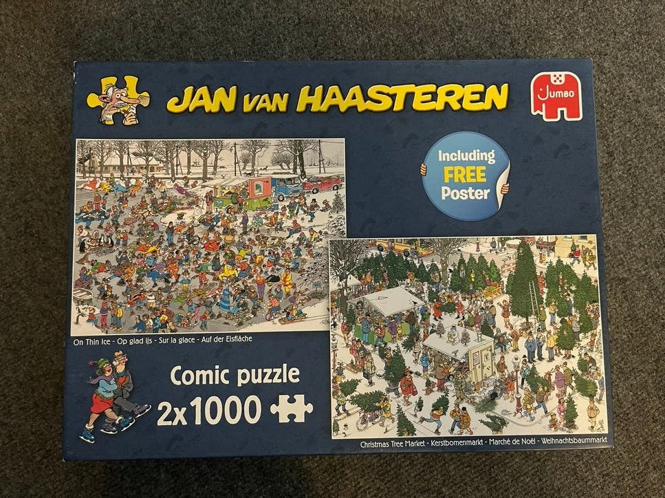 Jan van Haasteren 2x1000 stukjes - Op glad ijs & Kerstbomenm