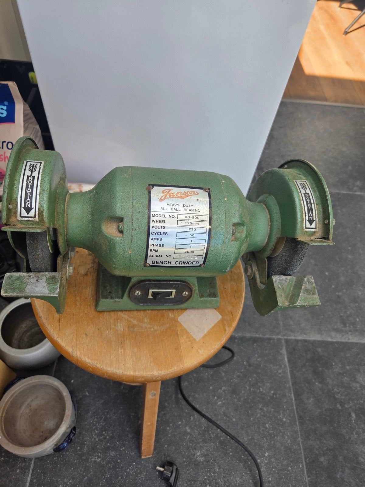 Janson Bench Grinder BG-500 - Werkbankslijpmachine, Ophalen of Verzenden, Gebruikt, Minder dan 700 watt, Werkbankslijpmachine