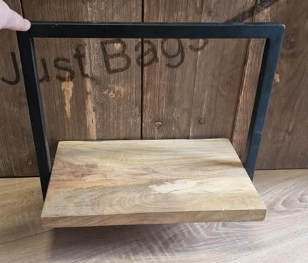 Industrieel Wandrek Mango Hout - Zwart Metaal Frame, Huis en Inrichting, Woonaccessoires | Wandplanken en Boekenplanken, Ophalen of Verzenden