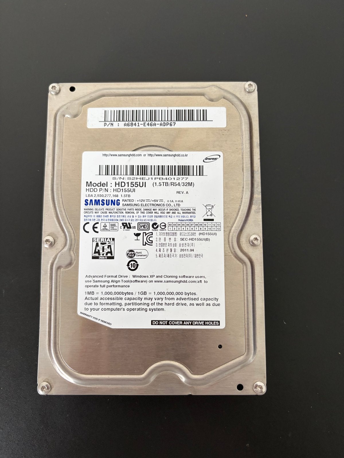 Samsung 1,5TB HDD - Interne Harde Schijf, Computers en Software, Intern, Gebruikt, Server, Ophalen of Verzenden