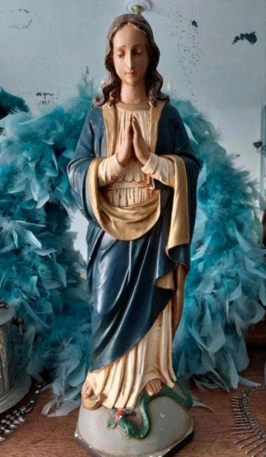Mooi groot antiek maria beeld, Antiek en Kunst, Ophalen of Verzenden