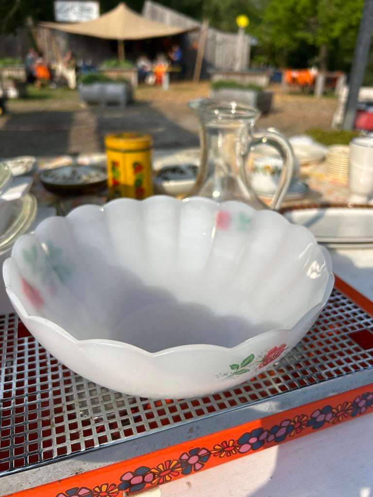 Vintage Arcopal Rozen Schaal - Melkglas, Ophalen of Verzenden