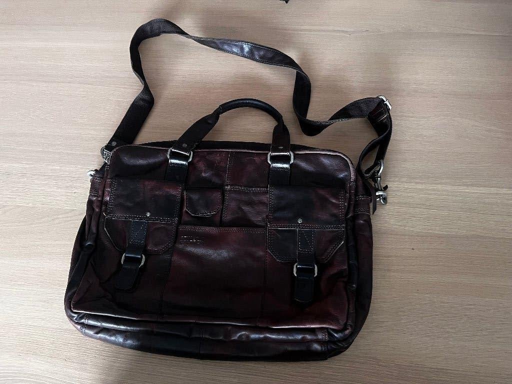 Leren bruine aktetas laptoptas Spikes & Sparrow 15,6 inch, Gebruikt, Bruin, 15 inch, Aktetas
