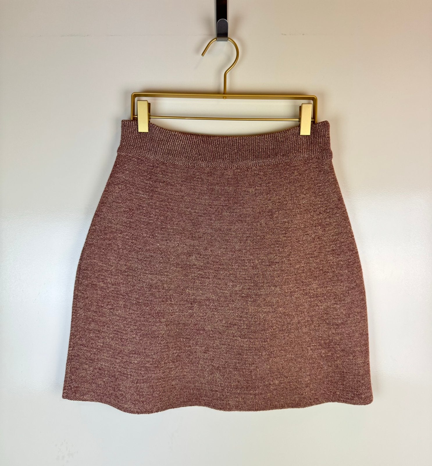 A.P.C. Mini Rok Skirt Tweed Jacquard Shimmer Brown Stretch L, Bruin, Maat 42/44 (L), Ophalen of Verzenden, Zo goed als nieuw