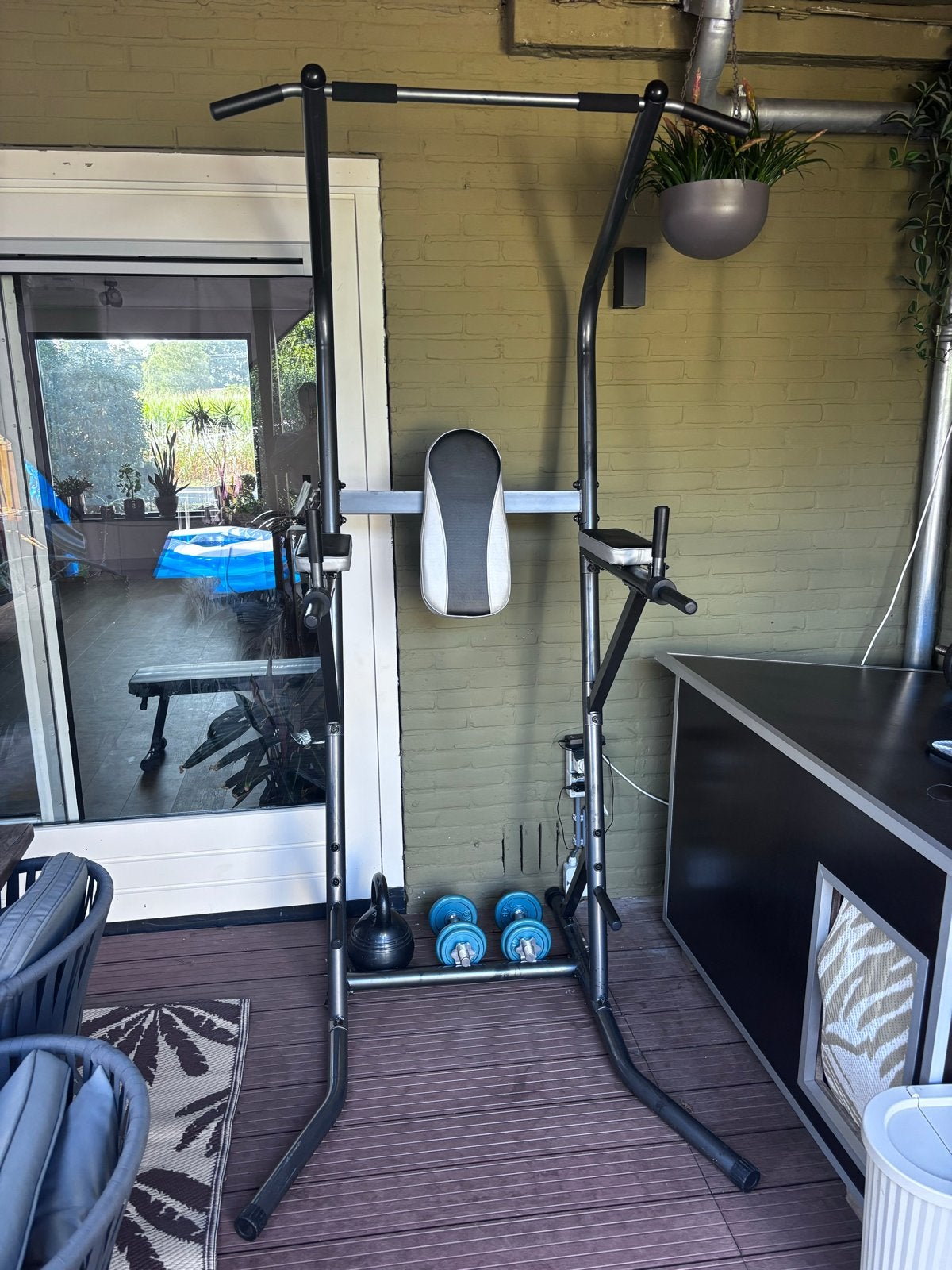 Power Tower / Optrekstation / Dipstation, Sport en Fitness, Fitnessmaterialen, Ophalen, Gebruikt, Armen, Oprekstang
