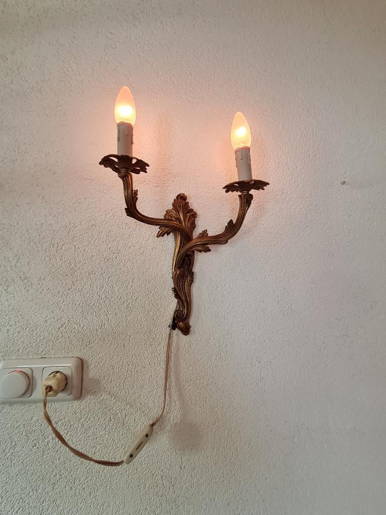 Goudkleurige Kandelaar Lamp voor aan Muur, Antiek en Kunst, Antiek | Lampen, Ophalen