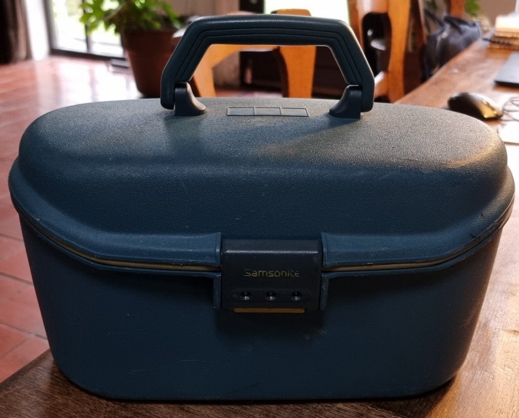 Beautycase Samsonite vintage - cijferslot - hardcase - IZGST, Sieraden, Tassen en Uiterlijk, Beautycases, Blauw, Ophalen of Verzenden