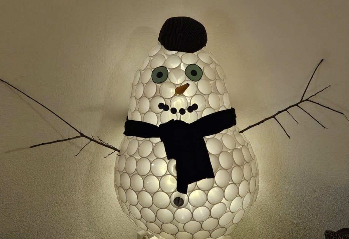 Sneeuwpop van plastic bekers met licht, Diversen, Ophalen, Nieuw