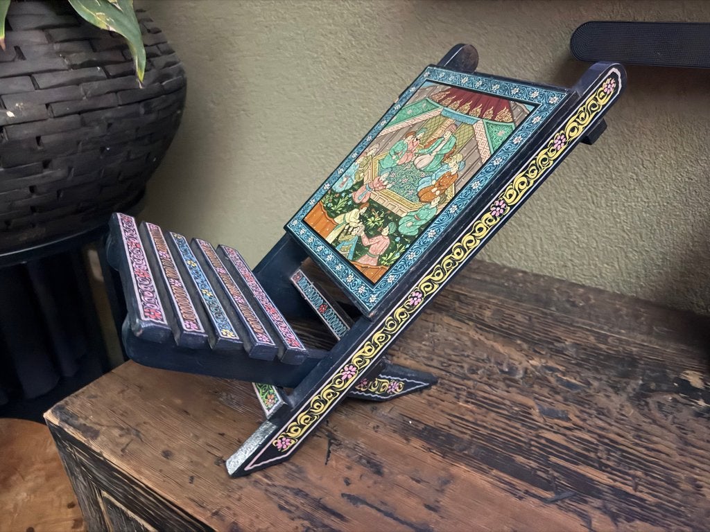 India miniatuur stoel Indiase decoratie handbeschilderd, Gebruikt, Meerkleurig, Ophalen of Verzenden, Schipluidenlaan 20 5035KJ Tilburg