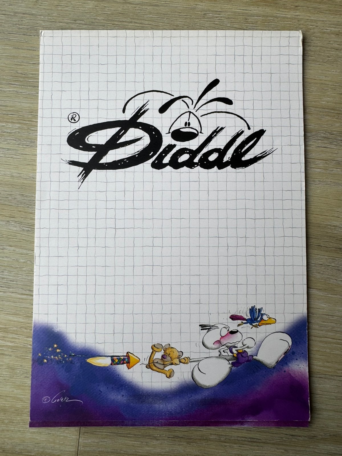 Vintage Diddl notitieblok-vuurwerk/raket2bladen-BNNorigineel, Verzamelen, Diddl, Verzenden, Zo goed als nieuw, Papier, Kaart of Schrift