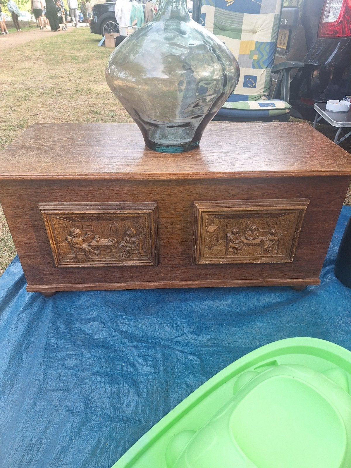 antieke deken kist, Ophalen, Gebruikt, Eikenhout, 100 tot 150 cm