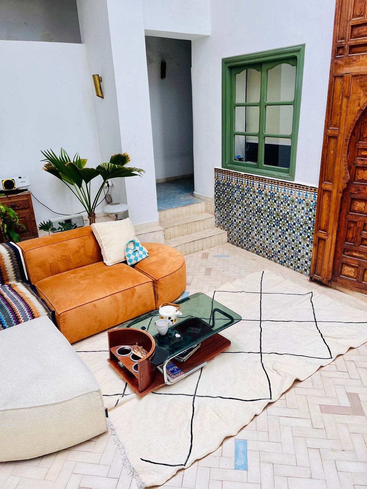 Marokkaans wollen tapijt 143x245 cm uit Marrakech, Gebruikt, 100 tot 150 cm, 200 cm of meer, Ophalen of Verzenden
