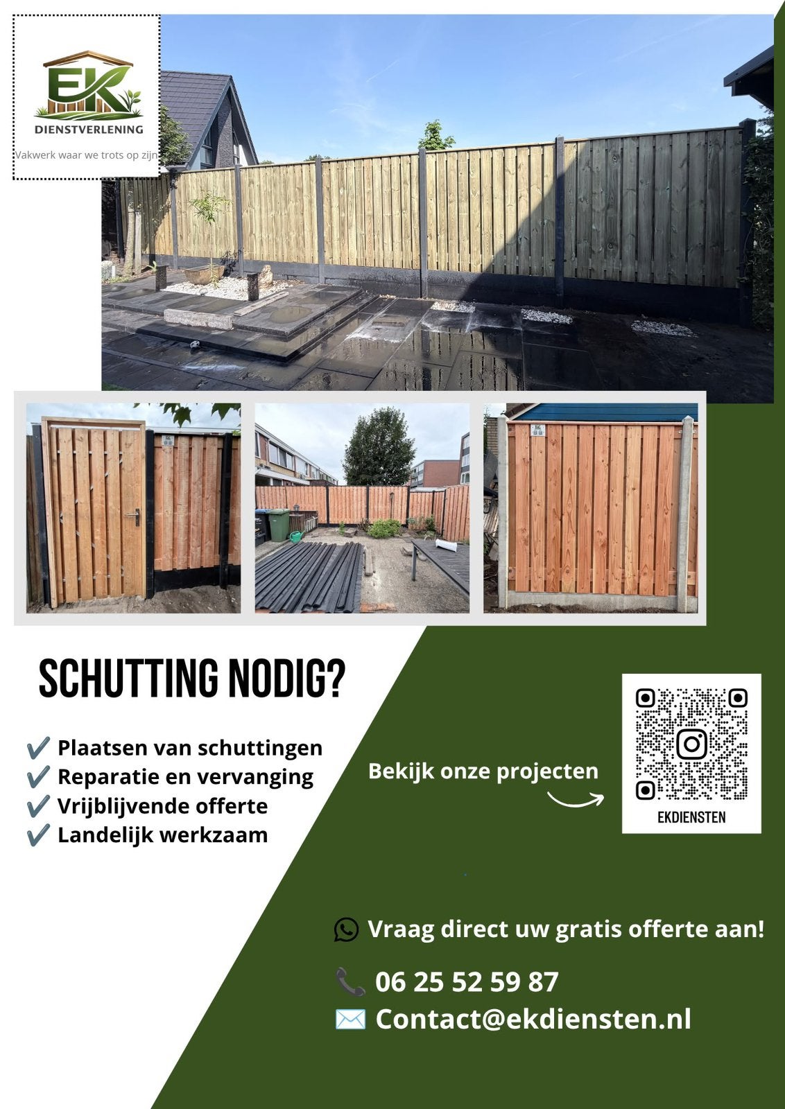 Strakke,Duurzame & Betaalbare Hout/Beton Schutting, 1 tot 2 meter, 6 meter of meer, Nieuw, Ophalen of Verzenden