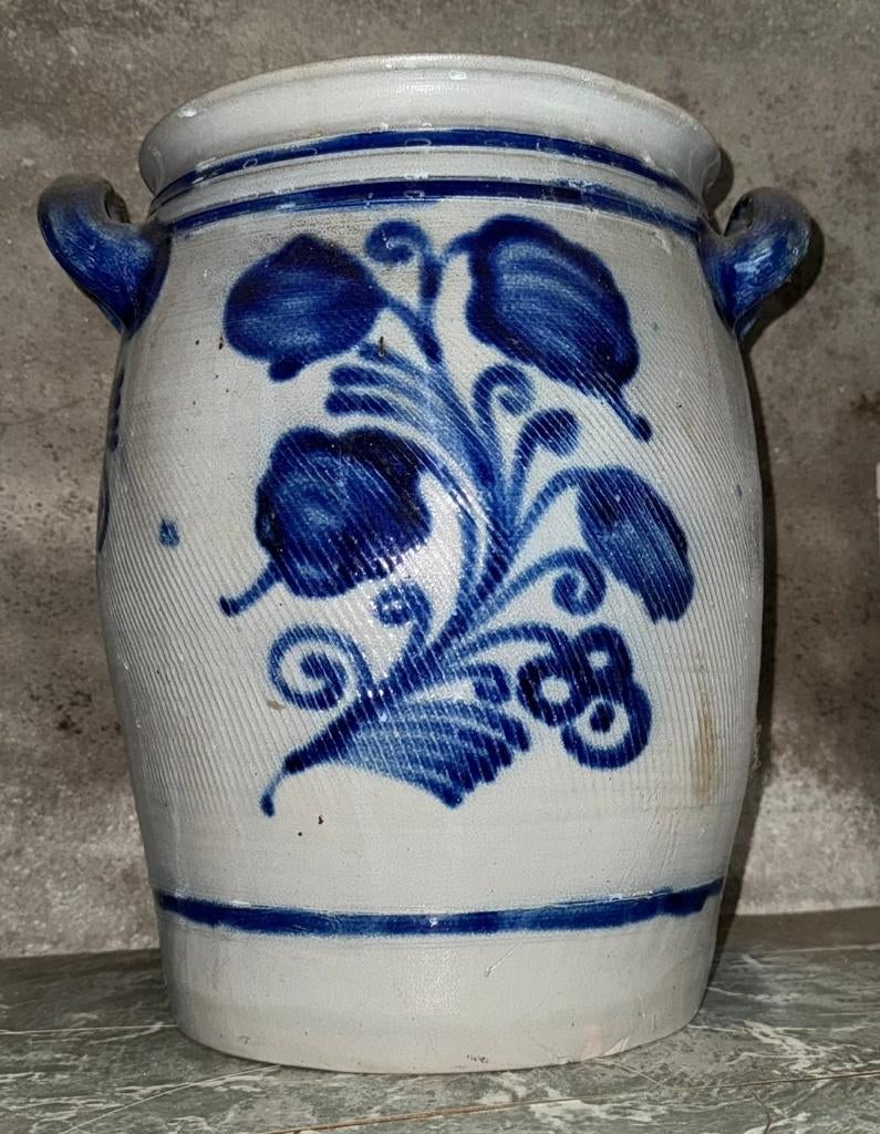 Grote Antieke Keulse Pot - 33 cm hoog Grijs/Blauw Steengoed, Antiek en Kunst, Ophalen
