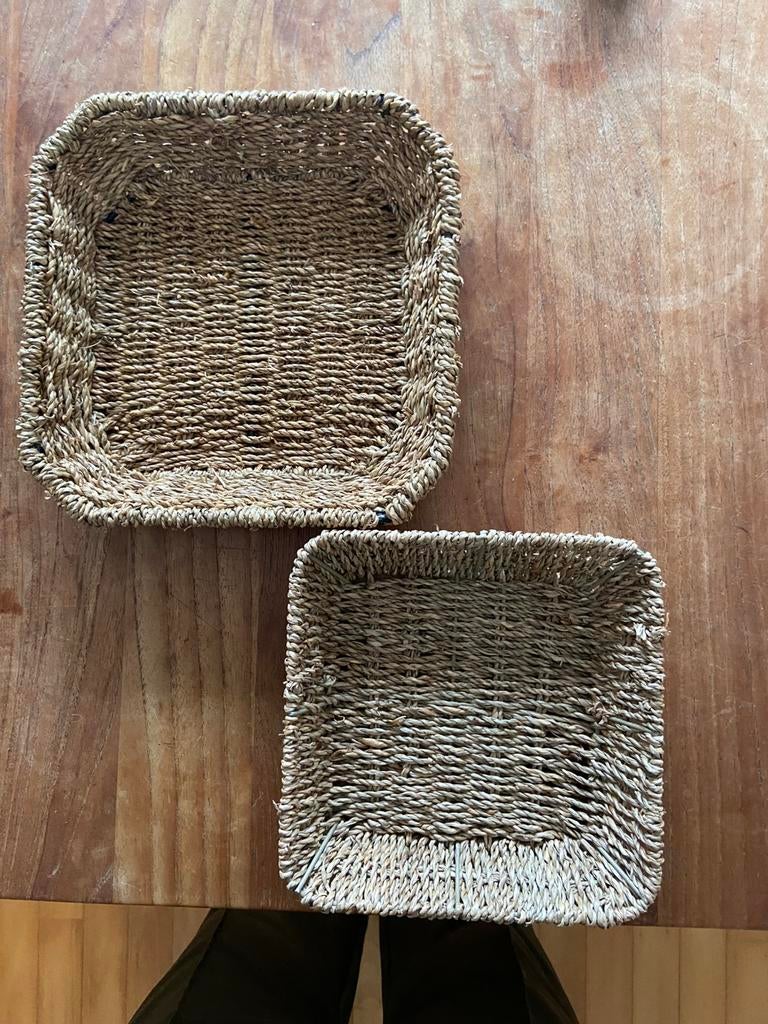 Teee mandjes van zeegras, Ophalen of Verzenden, Zo goed als nieuw, Vierkant, Mand