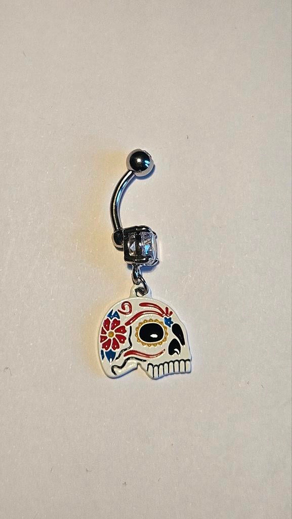 Navelpiercing met Doodskop Design, Navelpiercing, Staal, Nieuw, Ophalen of Verzenden