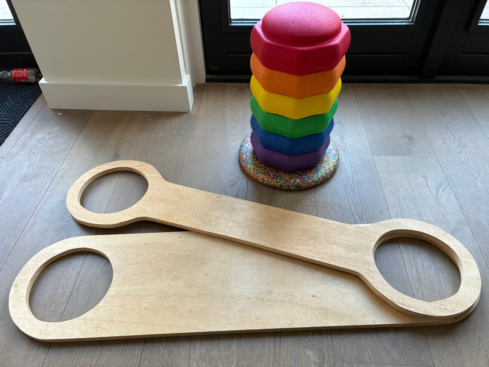 Regenboog set stapelstenen met loopbruggen en balansbord, Ophalen, Zo goed als nieuw, Jongen of Meisje