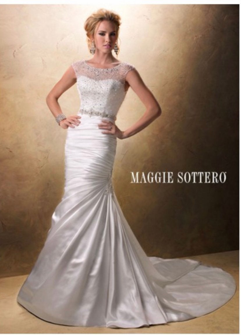 Trouwjurk Maggie Sottero, Kleding | Dames, Ophalen of Verzenden, Zo goed als nieuw, Wit, Trouwjurk